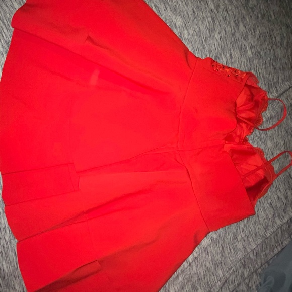 Plus Size - Red Cocktail Dress - Picture 3 of 4